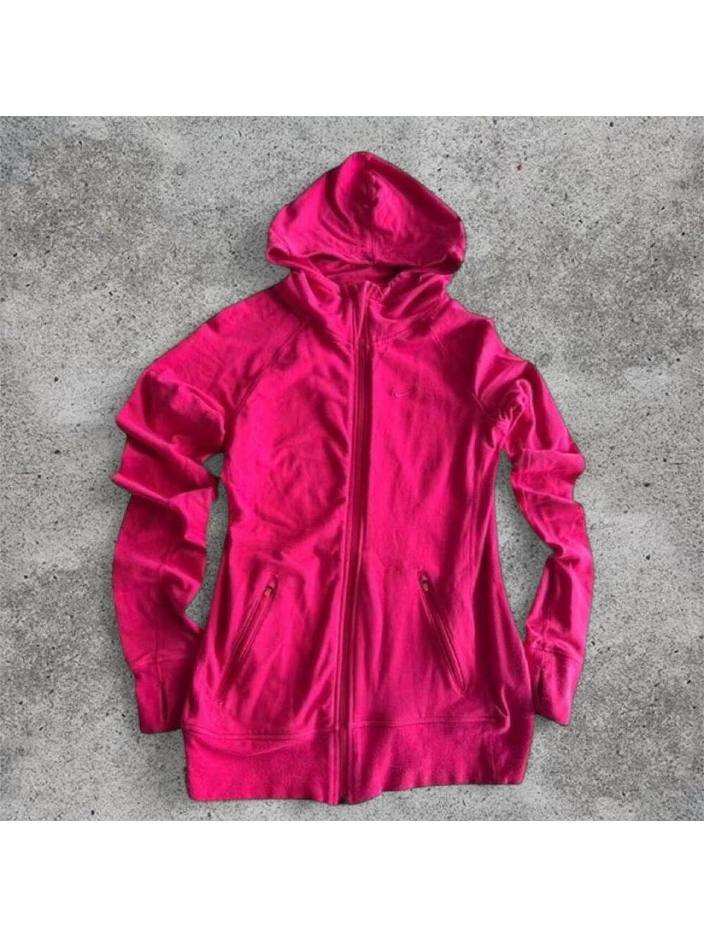 Nike pink zip up hoodie with thumb holes